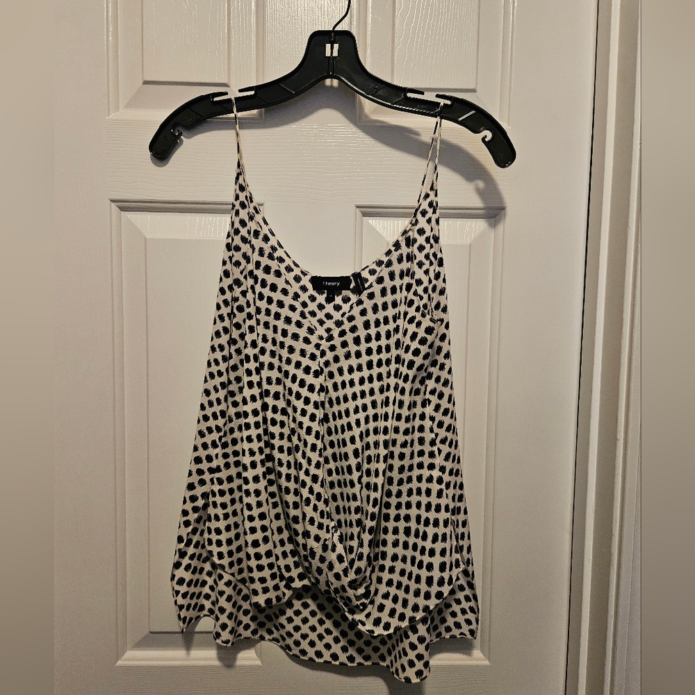 Theory Black and White Asymmetrical Camisole